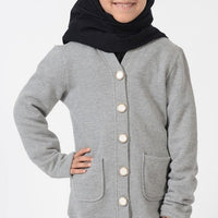 Girls Grey Button Accent Cardigan - EastEssence.com