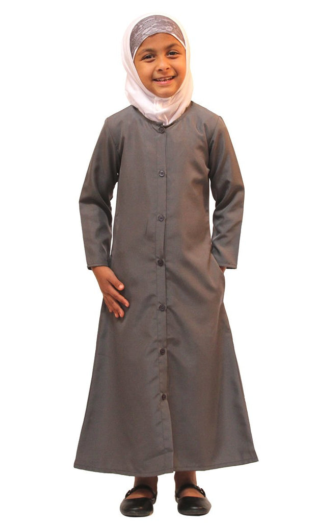 Girls Kashibo Button Down Uniform Abaya - Final Sale - EastEssence.com