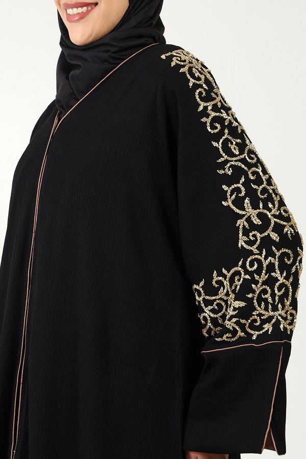 Golden hand embroidery on sleeve,button down front opening with tich button - EastEssence.com