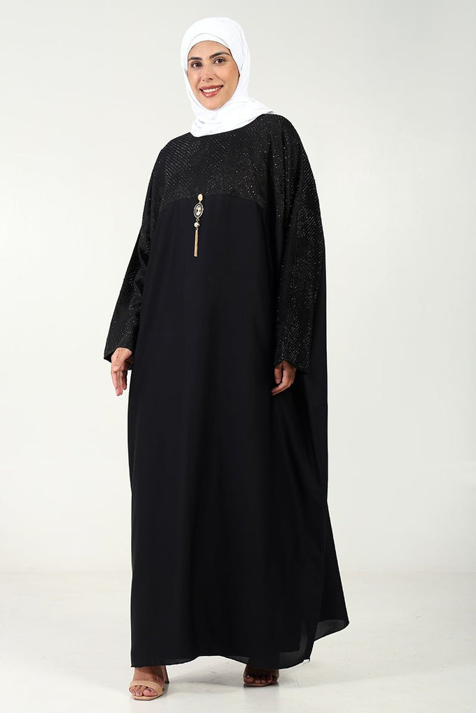 Graceful Nida Kaftan Abaya with Stone & Tassel Detailing - EastEssence.com