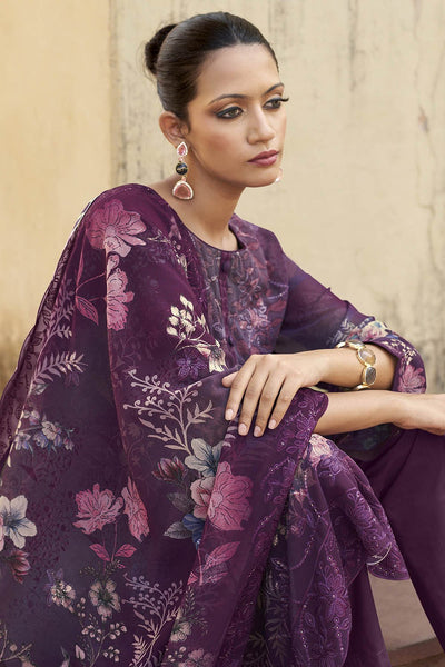 Graceful Organza Floral Printed Suit Set - EastEssence.com