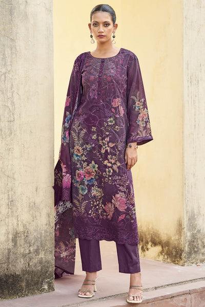 Graceful Organza Floral Printed Suit Set - EastEssence.com