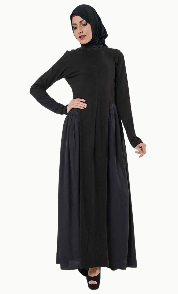 Highneck Pleated muslimah Abaya Dress - EastEssence.com