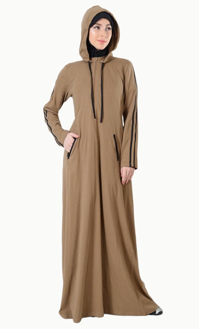 Hoodie style activewear casual abaya dress - EastEssence.com