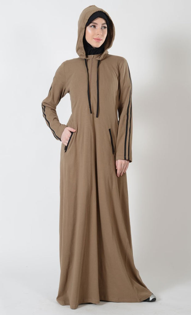 Hoodie style activewear casual abaya dress - Final Sale - EastEssence.com