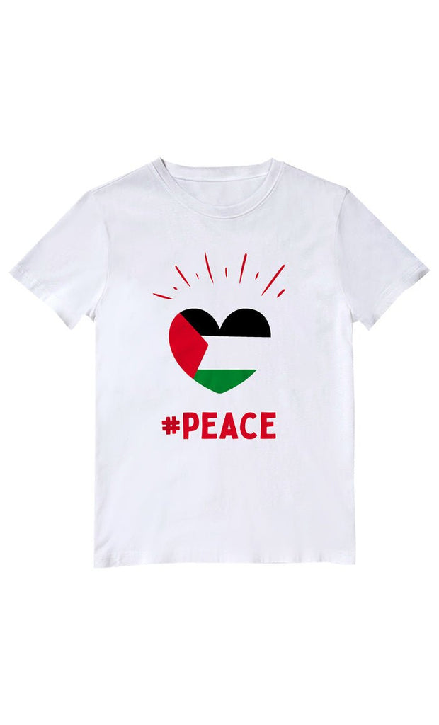 In Harmony with Palestine: Peace Prevails Logo Printed T-shirt - EastEssence.com