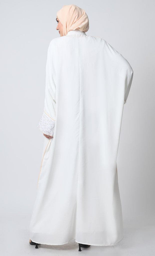 Kaftan Abaya – Summer Cool Fabric, Cord Embroidery, Mandarin Collar, with Slip - EastEssence.com