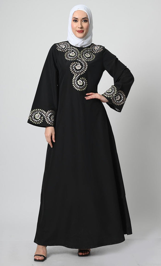 Kashibo A - Line Abaya with Traditional Embroidery - EastEssence.com