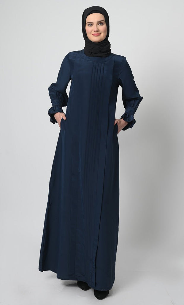 Kashibo Fabric A - Line Abaya with Pleat Detailing - EastEssence.com