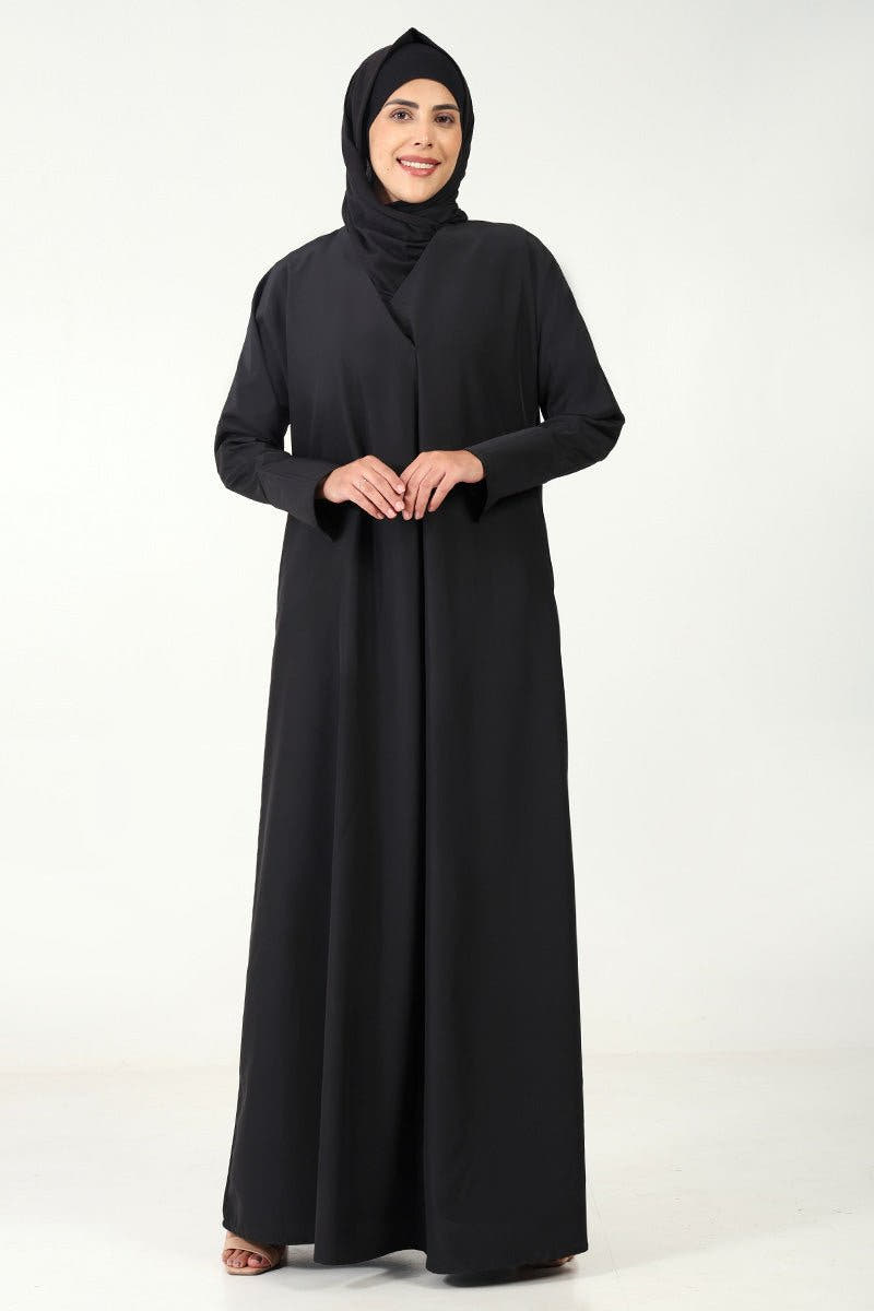 Kashibo Front Wrap Abaya with Overlap Neck Everyday