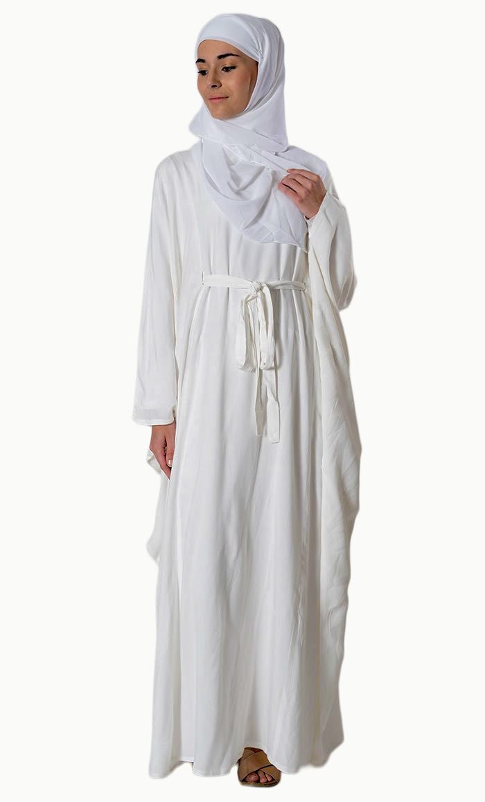 Knotted tie up detail hajj umrah kaftan abaya dress - EastEssence.com