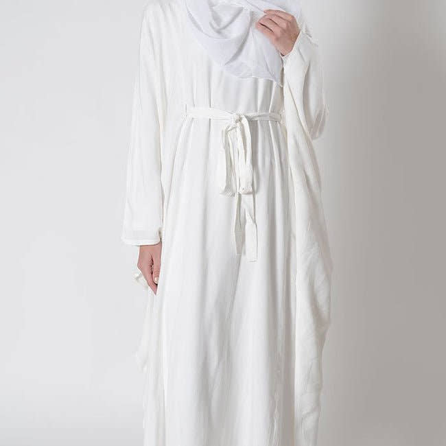 Knotted tie up detail hajj umrah kaftan abaya dress - EastEssence.com