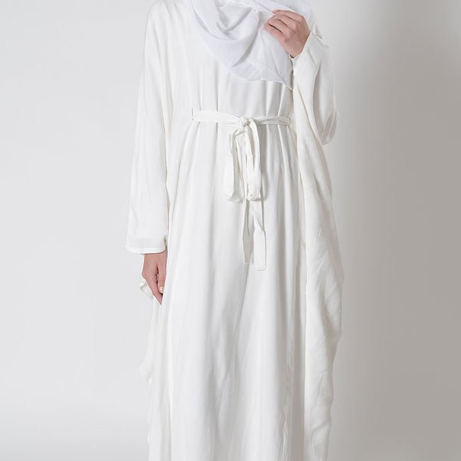 Knotted tie up detail hajj umrah kaftan abaya dress - EastEssence.com