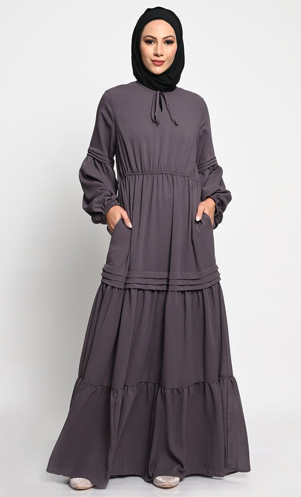 Korean Fabric layered Abaya with Crepe Lining - EastEssence.com