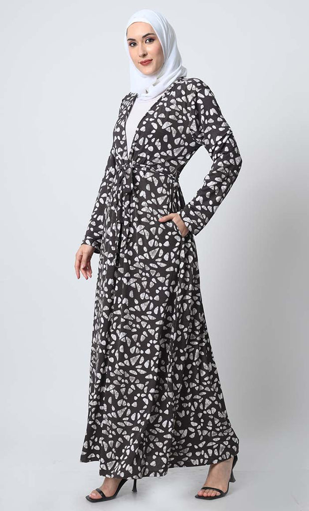 Korean Jersey Shrug - Style Abaya with Inner & Adjustable Belt - EastEssence.com