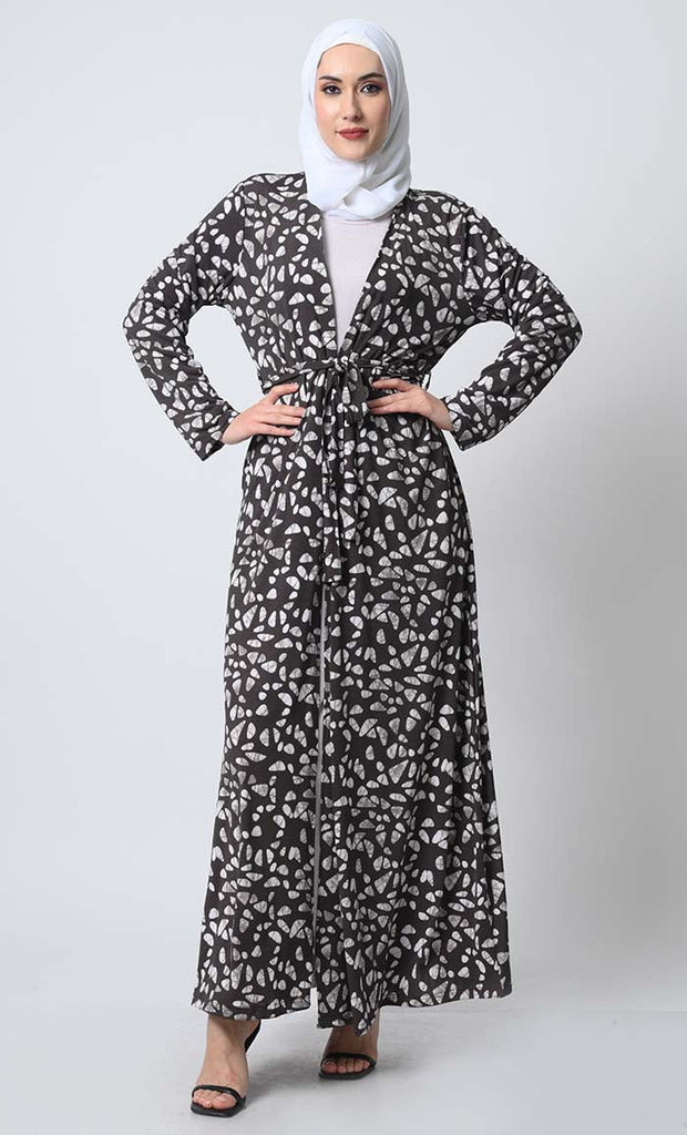 Korean Jersey Shrug - Style Abaya with Inner & Adjustable Belt - EastEssence.com