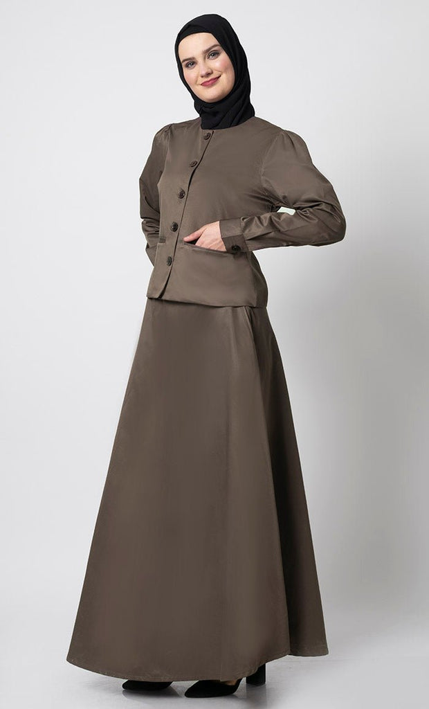 Korean Twill Top and Skirt Uniform Set with Crepe Lining - EastEssence.com