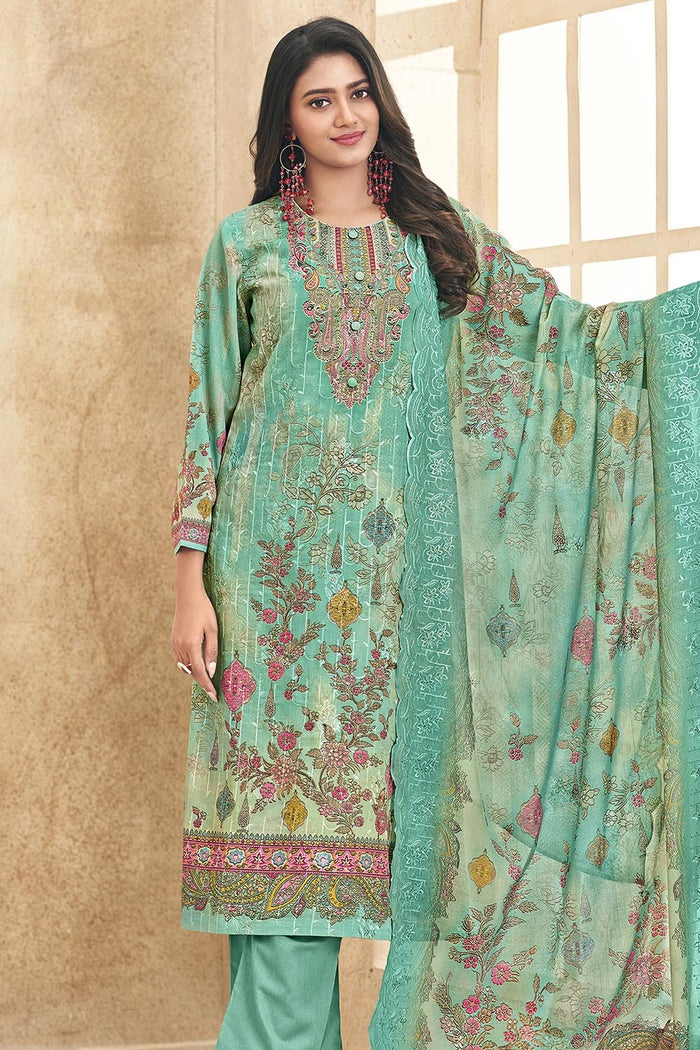 Lightweight Cotton Kameez Pant Dupatta Set - EastEssence.com