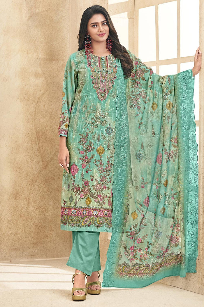 Lightweight Cotton Kameez Pant Dupatta Set - EastEssence.com