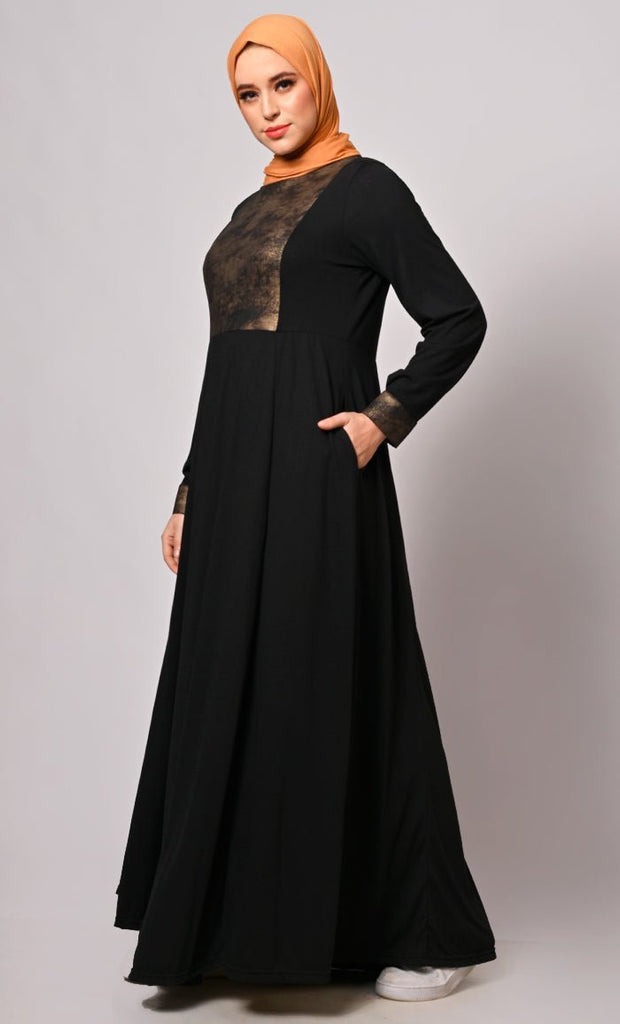 Lurex Enhanced Abaya with Practical Pockets - Final Sale - EastEssence.com