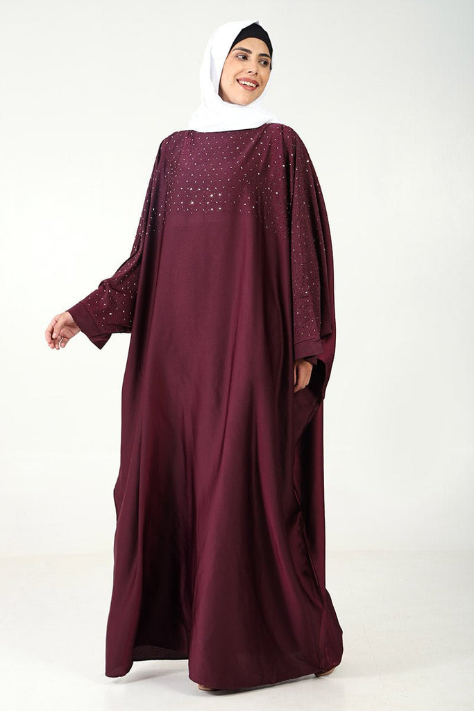 Luxurious TikTok Fabric Kaftan Abaya with Crystal Stone Work - EastEssence.com