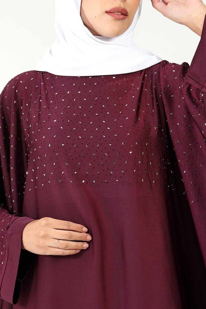 Luxurious TikTok Fabric Kaftan Abaya with Crystal Stone Work - EastEssence.com