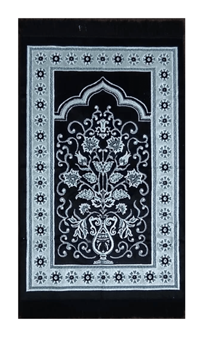 Luxury Islamic Gift Set ??Prayer Rug, Wooden Rehal & Tasbeeh - Black - EastEssence.com