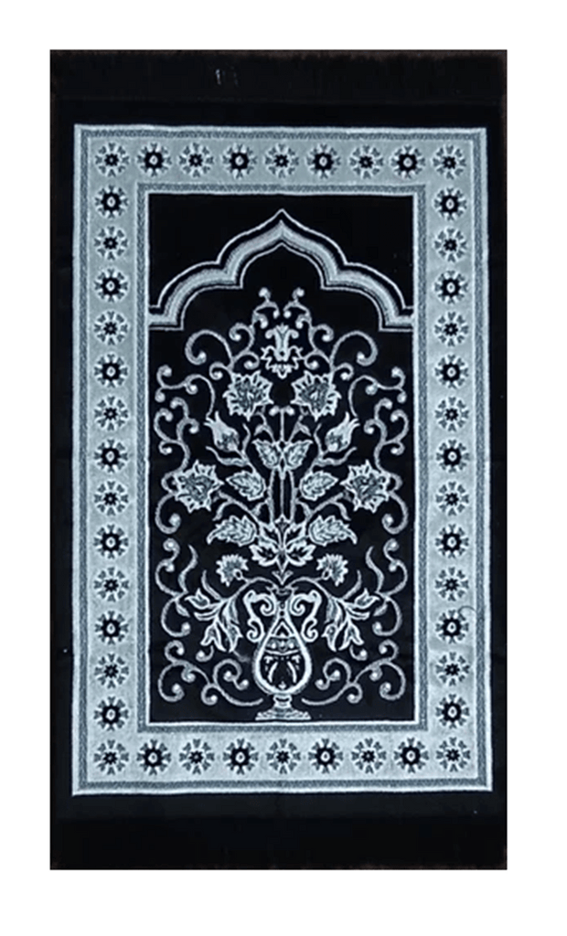 Luxury Islamic Gift Set – Prayer Rug, Wooden Rehal & Tasbeeh - Black - EastEssence.com