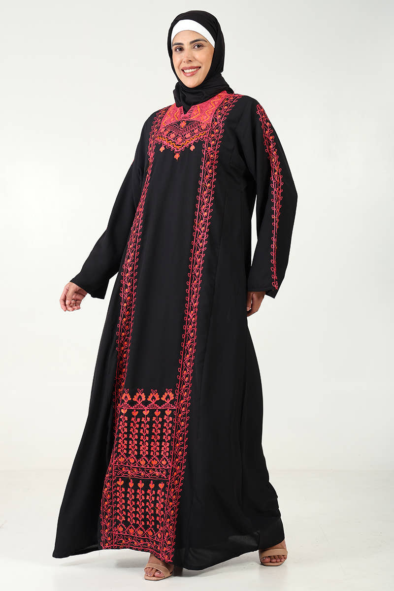 Ensemble abaya 2 pièces estival avec broderies florales