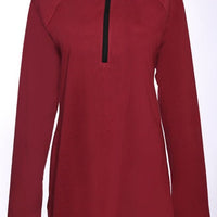 Maroon Casual T-Shirt with Half Zip Closure - EastEssence.com