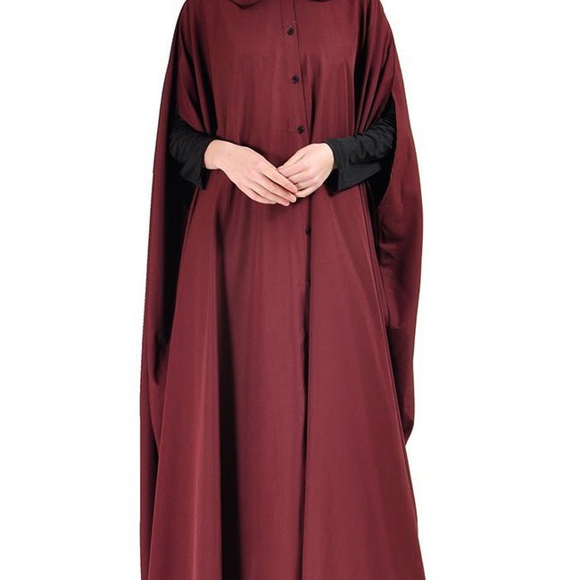 Maternity Cape Jilbab Dress – Kashibo Fabric, Front Button Down