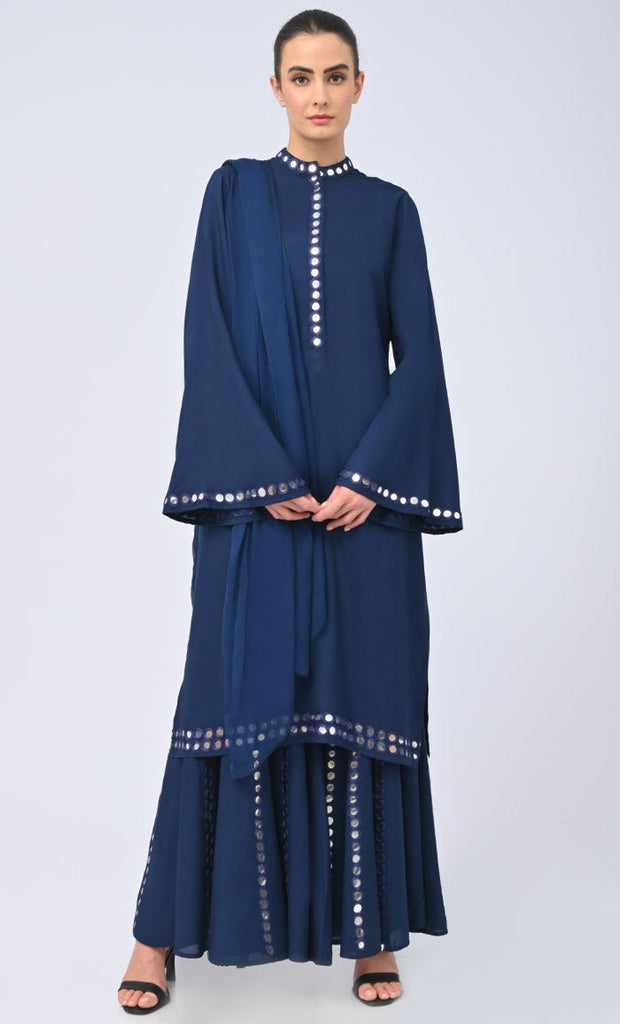 Mehwish Modest Rayon Salwar kameez Set With Matching Chiffon Hijab - Final Sale - EastEssence.com