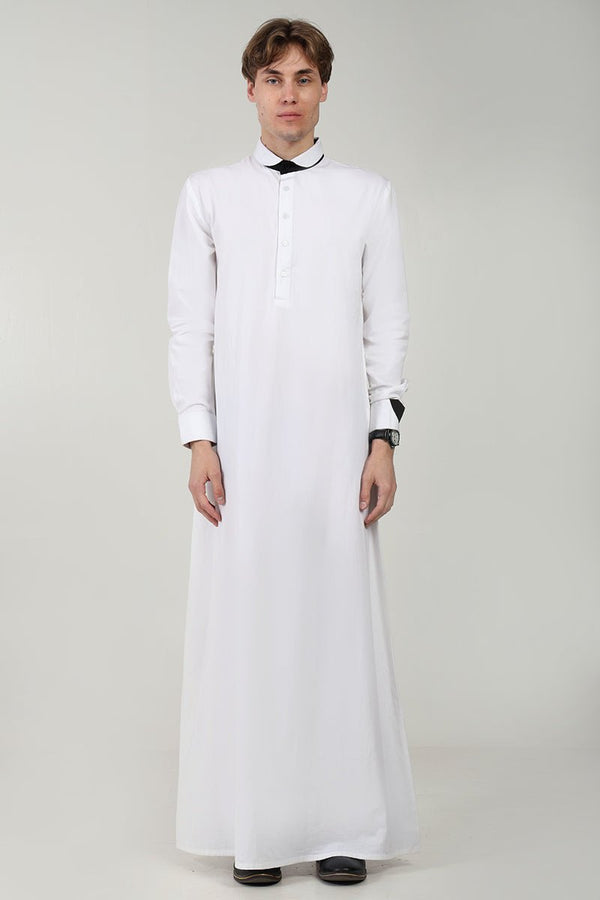 Men?? Cotton Twill Thobe/Jubba with Convertible Collar & Cuffs - EastEssence.com