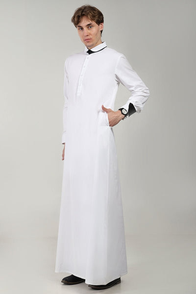 Men?? Cotton Twill Thobe/Jubba with Convertible Collar & Cuffs - EastEssence.com