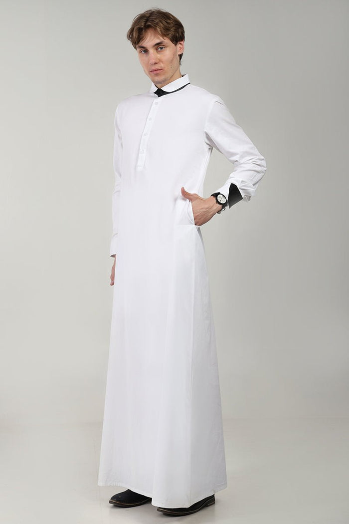 Men?? Cotton Twill Thobe/Jubba with Convertible Collar & Cuffs - EastEssence.com