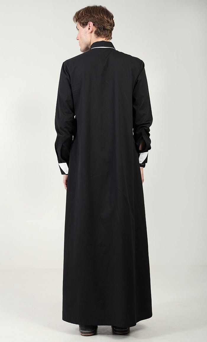 Men?? Cotton Twill Thobe/Jubba with Convertible Collar & Cuffs - EastEssence.com