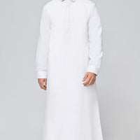 Mens Islamic Formal Thobe/Jubba With Pockets And Kufi-White - EastEssence.com