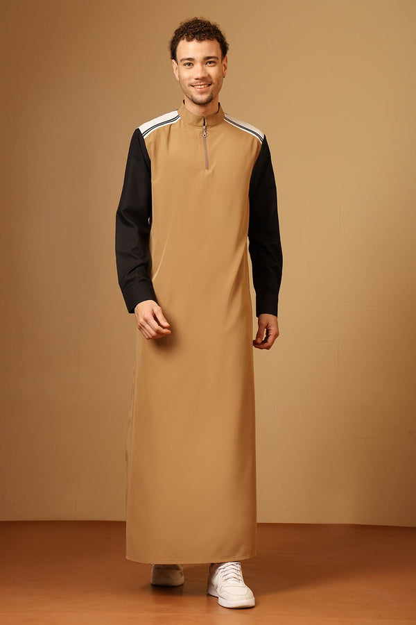 Men’s Nida Sports Thobe with Mandarin Collar & Zipper - EastEssence.com