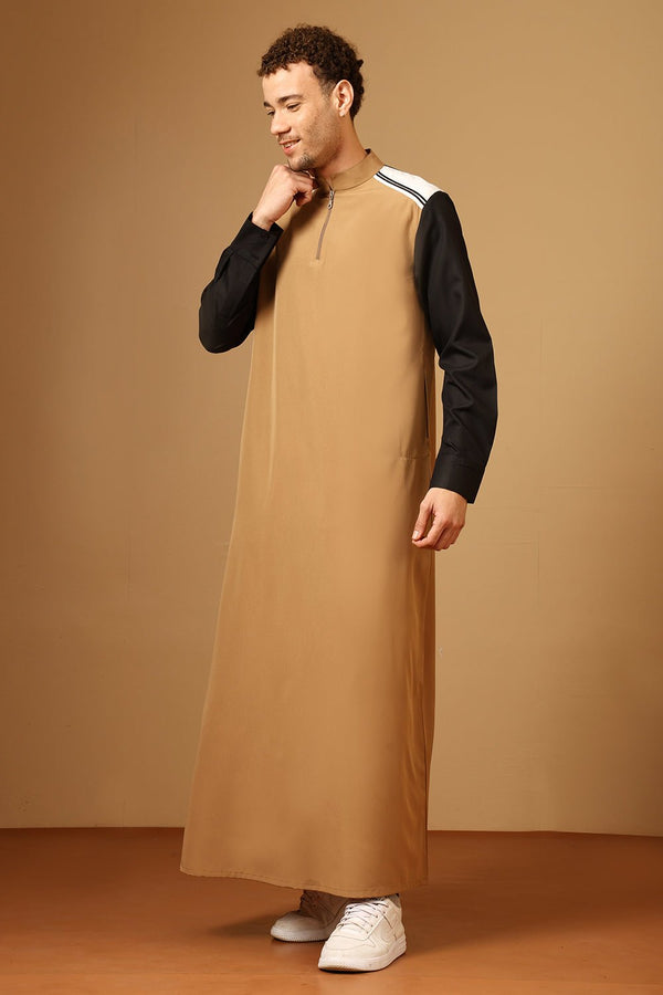 Men’s Nida Sports Thobe with Mandarin Collar & Zipper - EastEssence.com