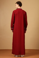 Men’s Nida Thobe with Contrast Piping & Embroidered Chest - EastEssence.com
