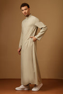 Men’s Poly Cotton Thobe with Band Collar & Side Pockets - EastEssence.com