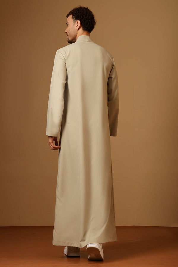 Men’s Poly Cotton Thobe with Band Collar & Side Pockets - EastEssence.com