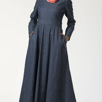 Metallic eyelets detail flared abaya dress - EastEssence.com