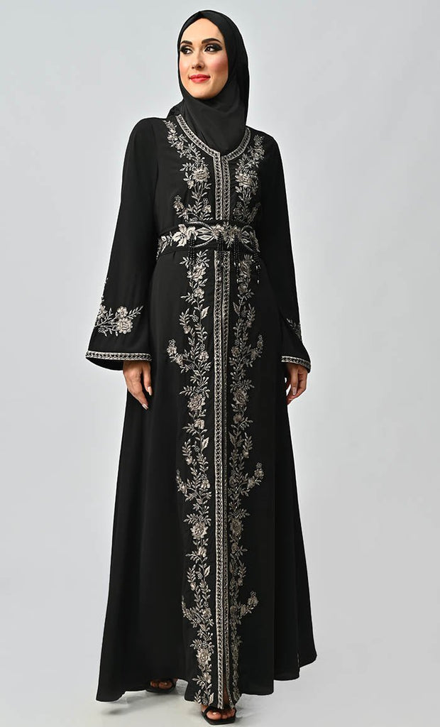 Mexico Moroccan Style Beautiful Sequins And Zari Work Detailing Abaya - Final Sale - EastEssence.com