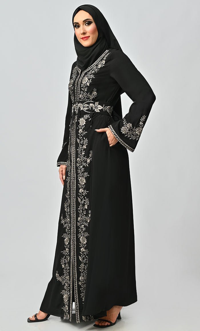 Mexico Moroccan Style Sequined And Zari Work abaya - EastEssence.com