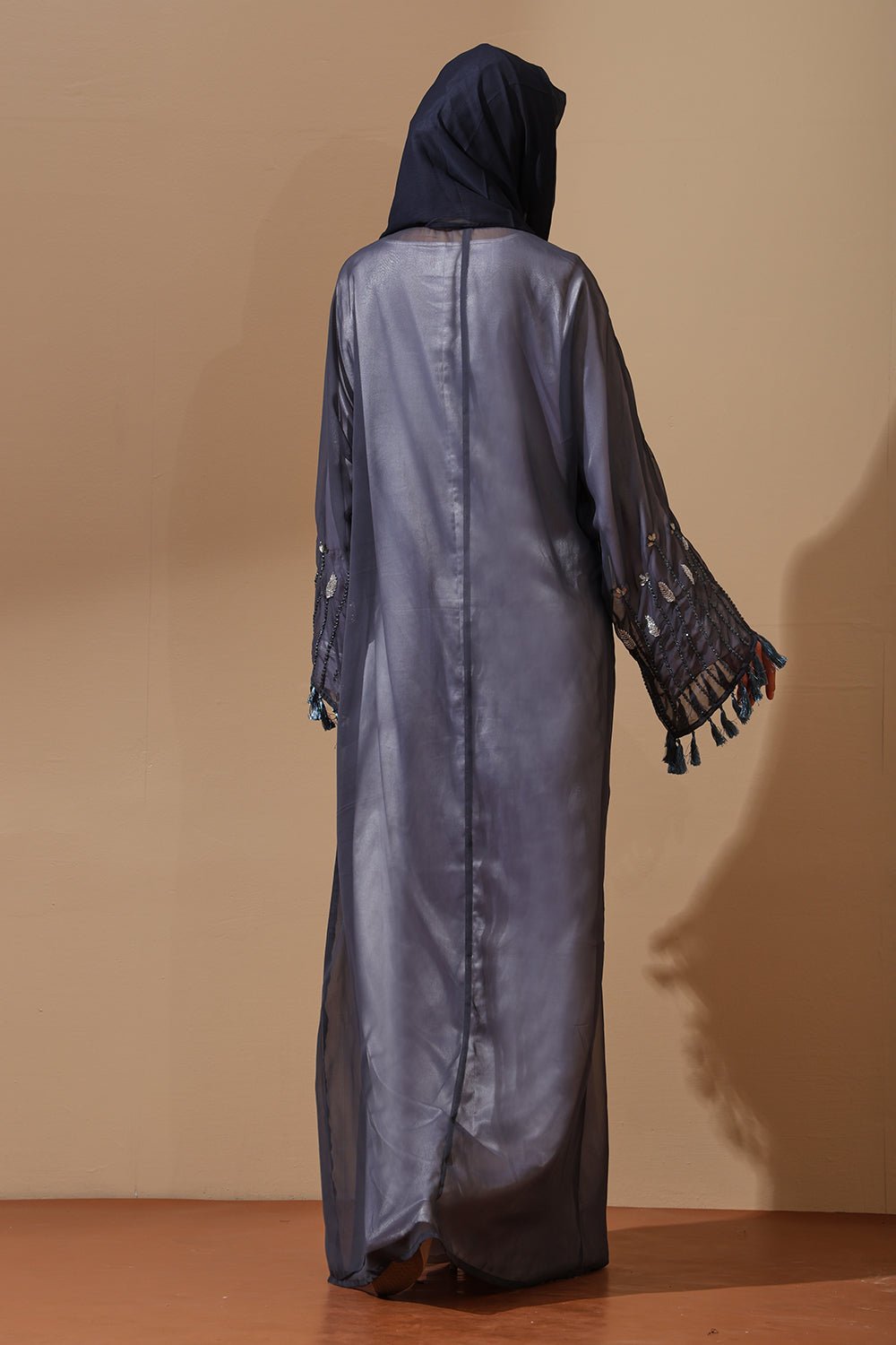 Midnight Mist Embellished Sheer Abaya - EastEssence.com