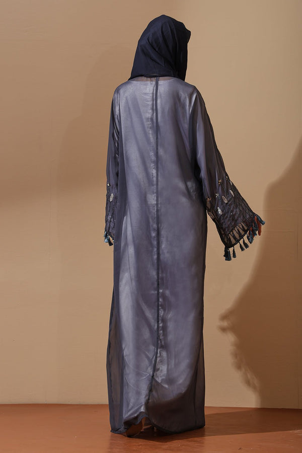 Midnight Mist Embellished Sheer Abaya - EastEssence.com