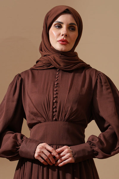 Mocha Grace Tiered Maxi Abaya Dress - EastEssence.com