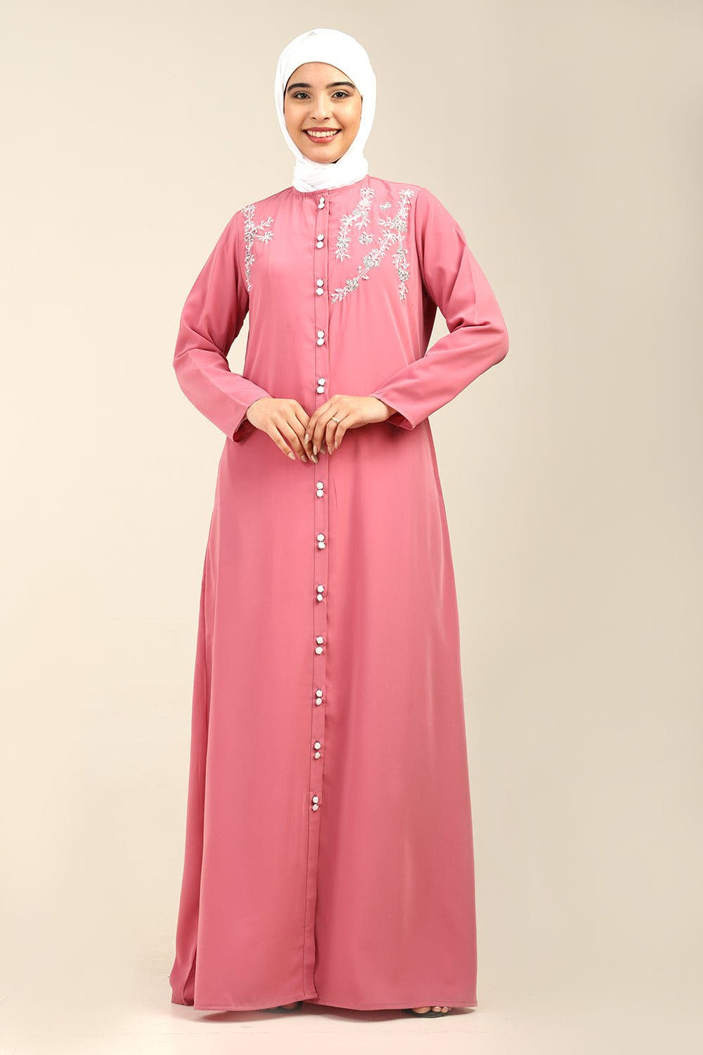 Modest A-Line Nida Abaya with Front Opening
