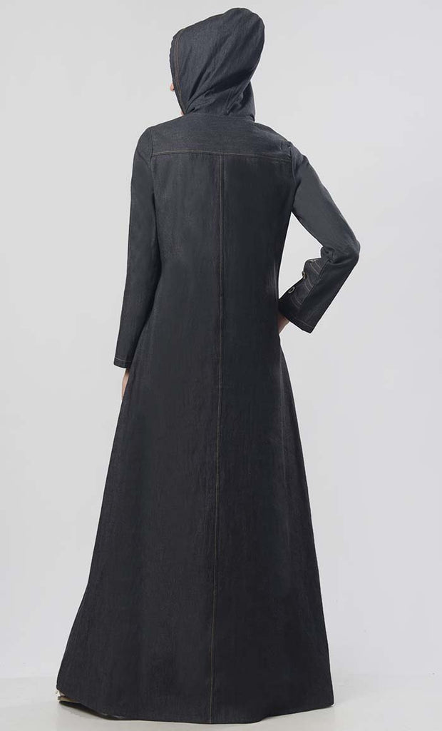 Modest Denim Hoodie Style Abaya - Final Sale - EastEssence.com